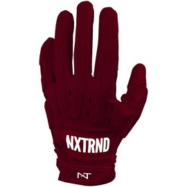 Nxtrnd G3 Pro Padded Football Gloves - Sticky Padded Receiver & Lineman Gloves (Maroon, XX-Large)