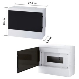 Lion Electric Surface-Mounted Distribution Box, 12 Modules, 1 Row, Small Distribution Box, White, Halogen-Free Surface-Mounted Distributor, IP40, Power Box Installation for Wet Rooms, Basements,