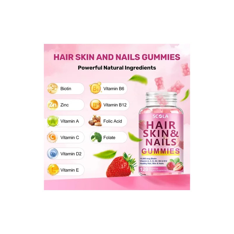 Scola Gomitas Biotina 10000mcg Para Cabello Piel Uñas