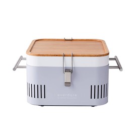 Everdure CUBE Portable Charcoal Grill, Tabletop BBQ, Perfect Tailgate, Beach, Patio, or Camping Grill, Lightweight & Compact Small Grill with Preparation Board & Food Storage Tray, Stone