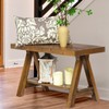Wnutrees Farmhouse Wood Bench, Rustic Indoor Storage Bench for Entryway,