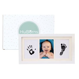 HuBorns - Baby Handprint and Footprint - Photo Frame for Foot and Handprint Set, Plaster Cast Baby - Forever Memory and Nursery Decoration (White)