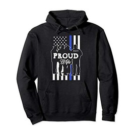 Blue Line Heart design Wife of Police Proud USA Pullover Hoodie