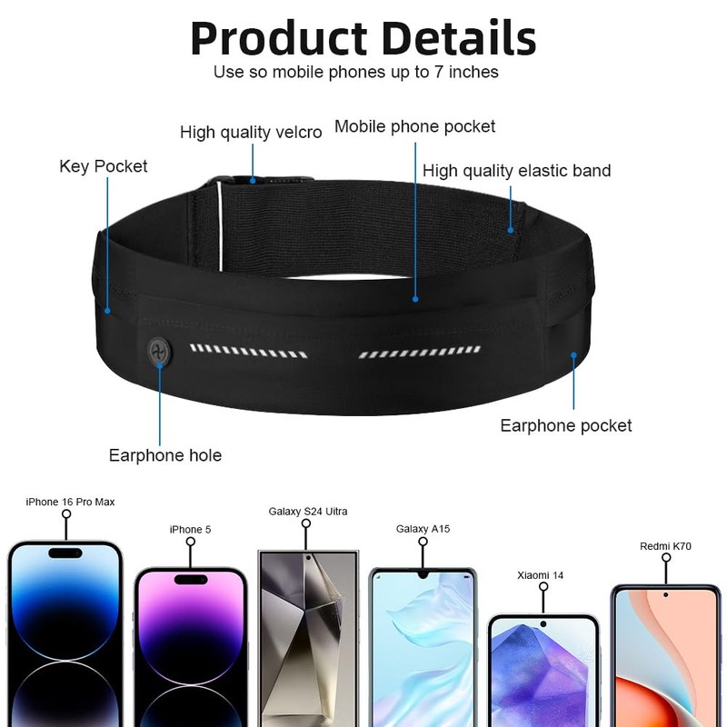 HAGOT Running Belt, Belt Waist Pack Phone Holder, Running Waist