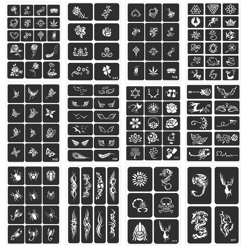 Henna Stencils 24 Sheets – 400+ Reusable Tattoo Stencils