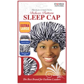 DONNA Deluxe Pattern Sleep Cap Hair Sleep Shower Cap Bonnet Bonnet for Sleeping Hat ZEBRA