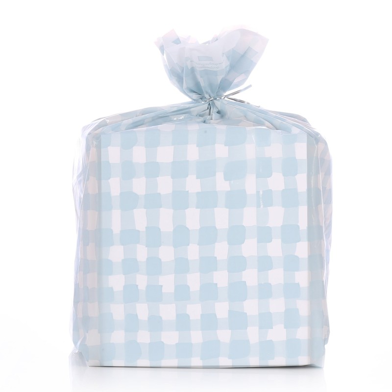 Reusable Baby Gingham Plastic Gift Wrap Bags - Reuse as