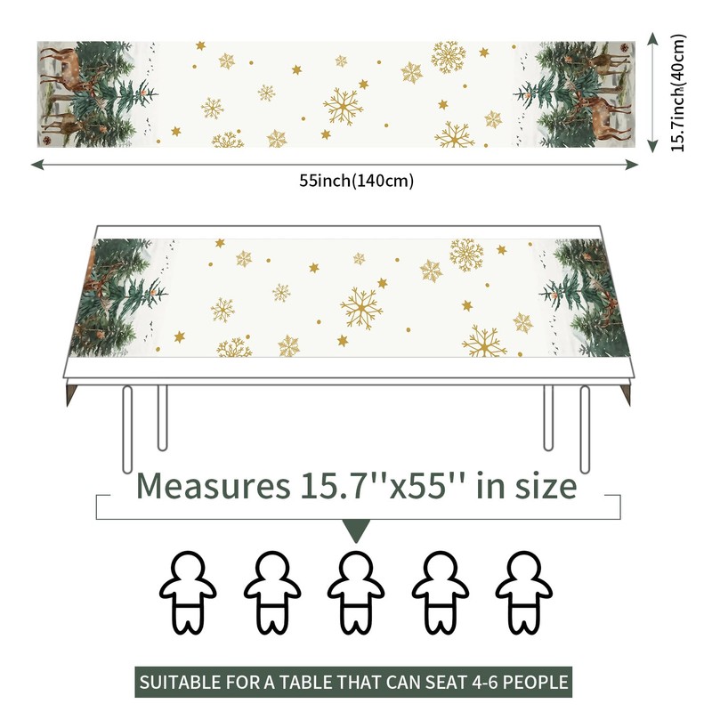 Aisybaklyn Table Runner Modern Table Runner Outdoor Christmas Elk Pattern