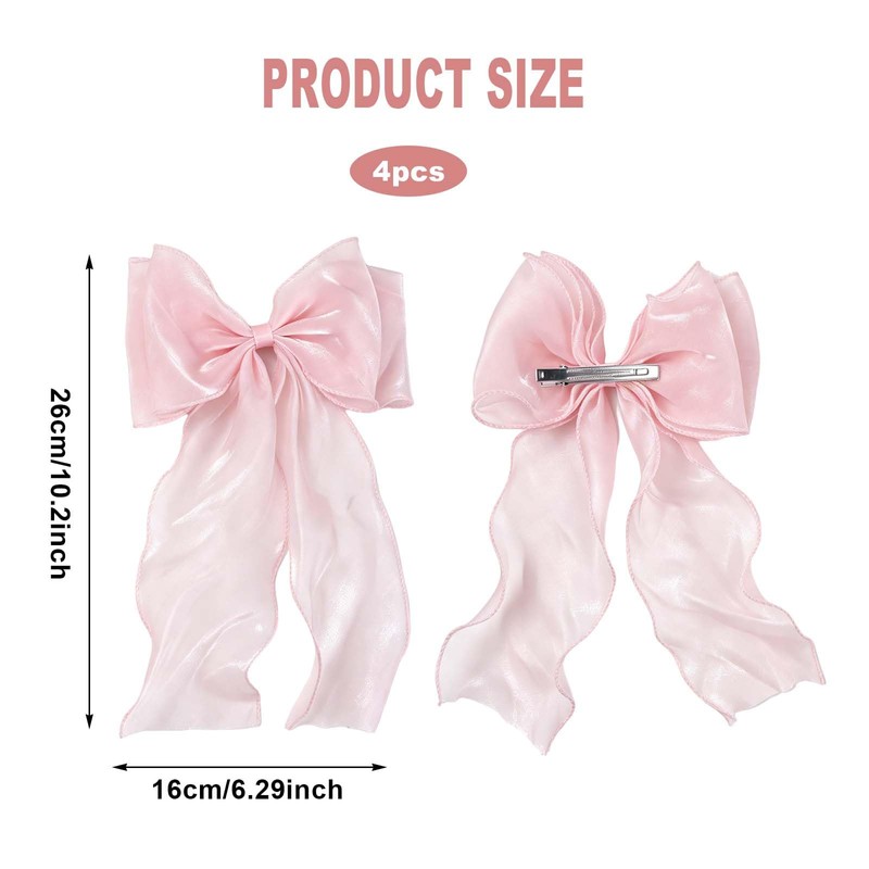 Gudalea Large Hair Bow Clips for Women, Pack of 4,