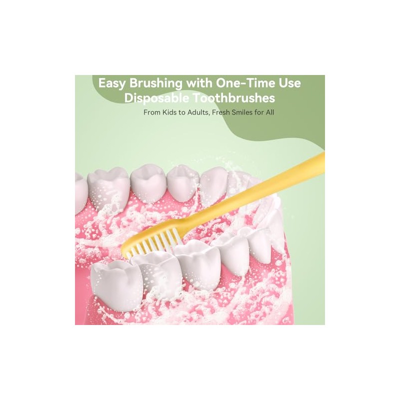 Cepillos de Dientes Desechables, 100 Piezas, Cerdas Suaves, Envueltos Individualmente,