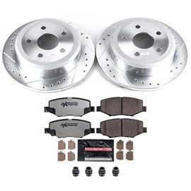 PowerStop Kit de frenos traseros de alto rendimiento para Jeep Wrangler 2007-2017 | Jeep Wrangler JK 2018 - Truck & Tow balatas cerámicas de fibra de 