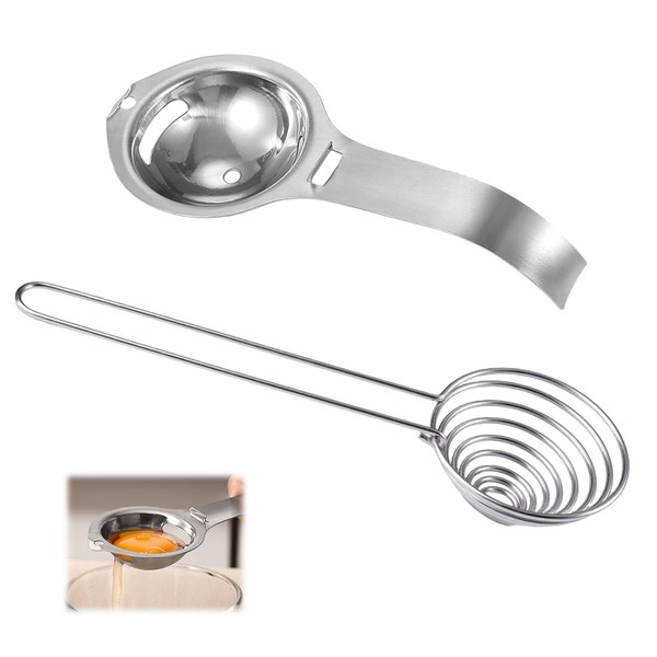 Pack of 2 Egg Yolk Separators, Stainless Steel with Hanging