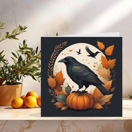 Autumn Raven Watercolour Greeting Cards 145 x 145mm