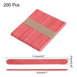DMiotech 200 Pack 4.5 x 0.35 Inch Wooden Craft Sticks, Strong Natural Birch Sticks, Coloured Stirrers for Model Making and Home Decoration, Red