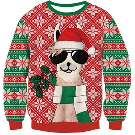 Loveternal Kids Cute Alpaca Print Ugly Xmas Sweater Boys Girls Long Sleeve Knit Sweater Santa Pullover Jumper Tops 7-8 Years, S