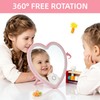 Taolivingmart Pink Heart LED Makeup Mirror Kids USB Foldable Travel