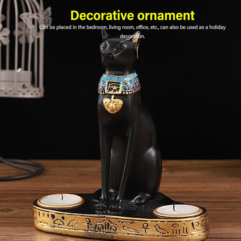 Egyptian Cat Candle Holder Decorative Resin Egyptian Cat Candlestick Exquisite