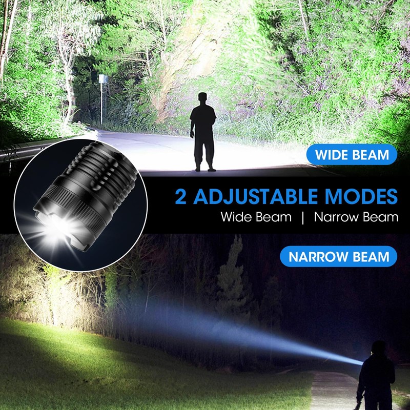 ALSTU Rechargeable 99,000 High Lumens Flashlight - 2Pack Bright LED