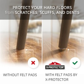 Screw-On Felt Pads X-Protector – 24 Felt Chair Pads for Hardwood Floors 1.1" – Premium Chair Glides – Beige Floor Protectors for Furniture Legs – The Best Furniture Sliders for Hardwood Floors