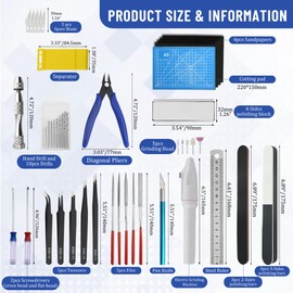 Bigstone 50 PCS Model Tools Kit Modeler Basic Tools Hobby Building Tools Craft Set for Cars, Airplanes, Buildings, Robots Gundam Plastic Models Building Repairing and Fixing