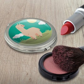 Cute and Fluffy Alpaca Compact Travel Purse Handbag Makeup Mirror