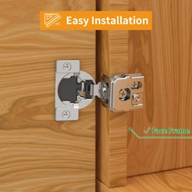 Chibery 10 Pack 1-5/16" Overlay 3D Soft Close Concealed Hinge for Face Frame Door, Smooth Slow Self Closing Hinges, Satin Nickel, Hidden 105° Open Angle Stainless Steel Hinge for Kitchen Cabinet Door