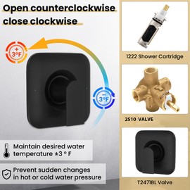 T2471BL Genta Matte Black Shower Handle Compatible with Moen T2471BL LX Posi-Temp Valve Trim Kit, Non-Corrosion, Easy to Install(POS-Temp Valve Required)