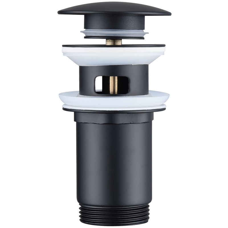HOMELODY Drain Fitting Matte Black with Overflow, Universal Drain Valve