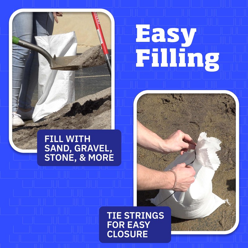 DURASACK Heavy Duty Sand Bags with Tie Strings Empty Woven