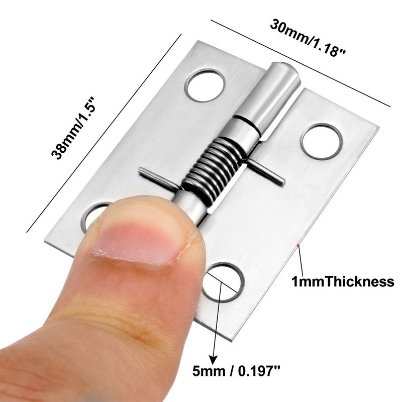 sourcing map Self Closing Spring Hinge 1.5" Stainless Steel Brushed