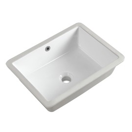 18 Inch Undermount Bathroom Sink Small Rectangle Undermount Sink White Ceramic Under Counter Bathroom Sinks with Overflow (18.3"x13.8")