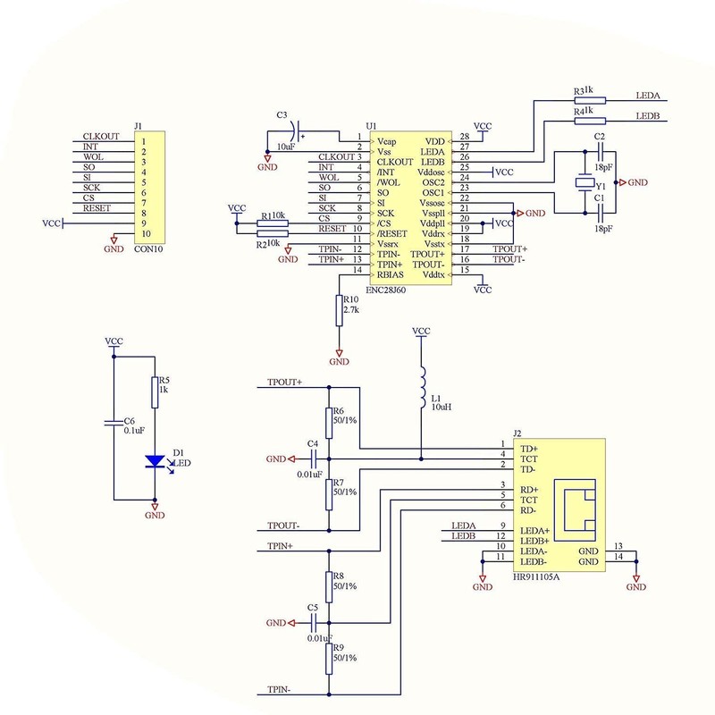 Hailege ENC28J60 ENC28J60-I/SO HR911105A Ethernet LAN Network Module SPI Interface