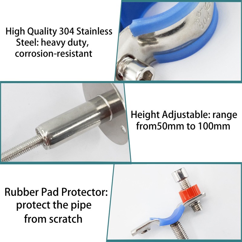 bociloy 304 Stainless Steel Wall Mount Ceiling Mount Pipe Supports,