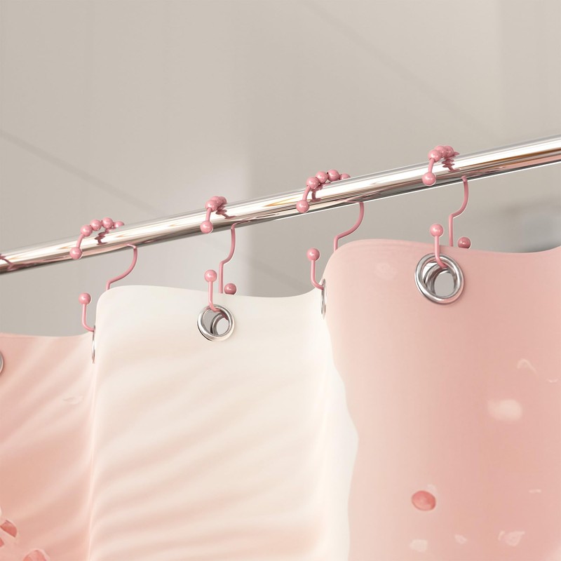 Titanker Shower Curtain Hooks Rings, Rust-Resistant Metal Double Glide Shower