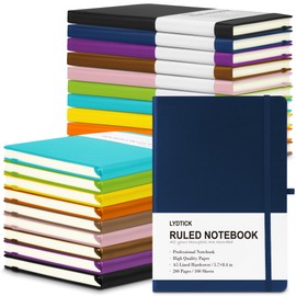 LYDTICK 20 Pack Journals for Writing College Ruled Notebooks Journal in Bulk, Hardcover Notebooks (200Pages) for Note Talking, Lined Bullet Journals for Home School Office, 5.7"x8.4", 10 Colors