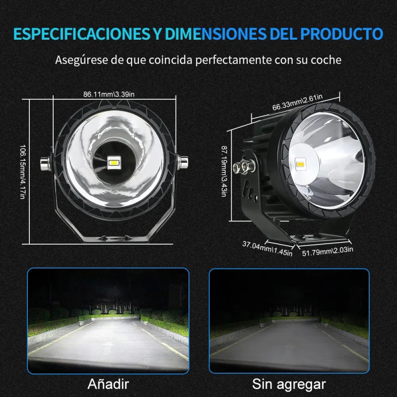 Par Faros Auxiliares De Redondos Led Niebla Jeep Wrangler Jk