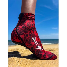 ShocSox - Calcetines de voleibol de playa y arena de fútbol sin agujeros garantizados para una máxima protección, Aloha rojo, X-Large