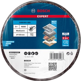 Bosch 5x EXPERT N880 Fleece Discs (for Steel sheets, Stainless steel, Ø 150 mm, Medium A, Professional Accessory Random Orbital Sander, Random Orbital Sander)