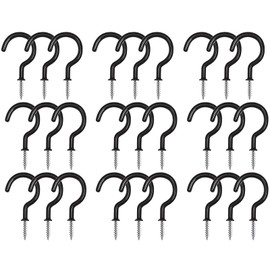 xiaozhenjida 30 Pcs Black Vinyl Coated Hook Hooks Question Mark Screw Hooks Multipurpose Cup Hooks for Wooden Wall Cement Wall Kitchen Bathroom