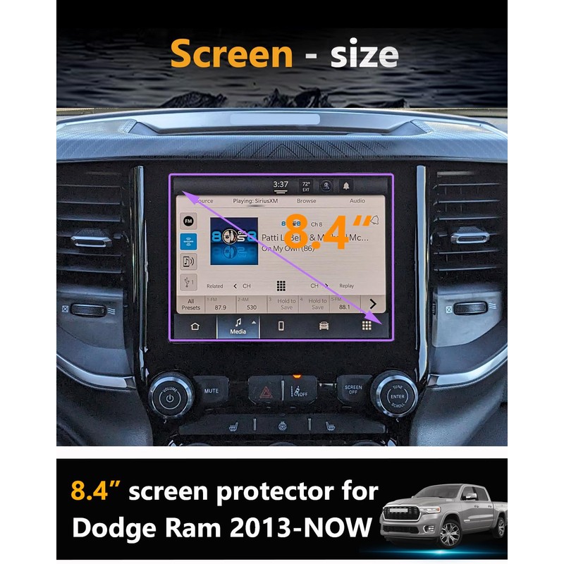 VEIROOM Screen Protector for Dodge Ram 1500 2019-2025,Tempered Glass Protective