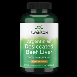 Swanson 100% Pure Defatted Desiccated Beef Liver 500 mg 120 Capsules