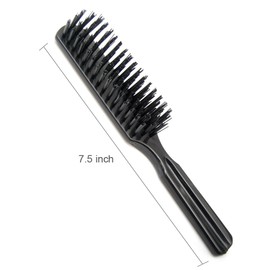 LUXXII LUXXII (Pack 2) 7.5" Pocket Plastic Handle Nylon Bristles Brushes Hair Comb Designed for All Hair Types (Black)