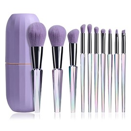 oneleaf Brochas de Maquillaje 10 Piezas Kit Premium de Cerdas Sintéticas Con Mango de Cristal, Kabuki Foundation Blending Face Powder Blush...        