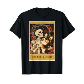 Corgi Lover Tarot Card Funny Skull With Dog Witchy Aesthetic T-Shirt