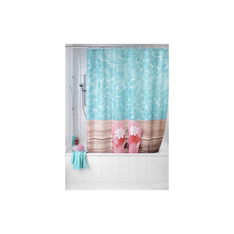 Wenko Shower Curtain Hawaii of Polyester 180x200cm, Multi-Coloured, 180 x