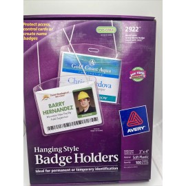 Avery 2922 Hanging Style Badge Holders 100 Holders & Cords.  New