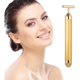 Beauty Bar 24k Golden Pulse Facial Massager, T-Shape Electric Sign Face Massage Tools for Sensitive Skin Face Pull Tight Firming Lift