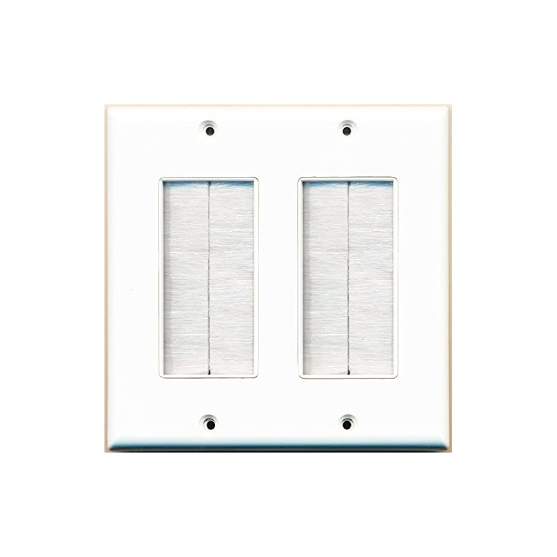 RiteAV - Dual Gang Wall Plate with Brush Bristles -