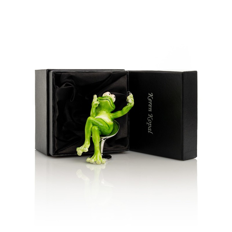 Keren Kopal Frog Taking a Selfie Trinket Box with Crystals