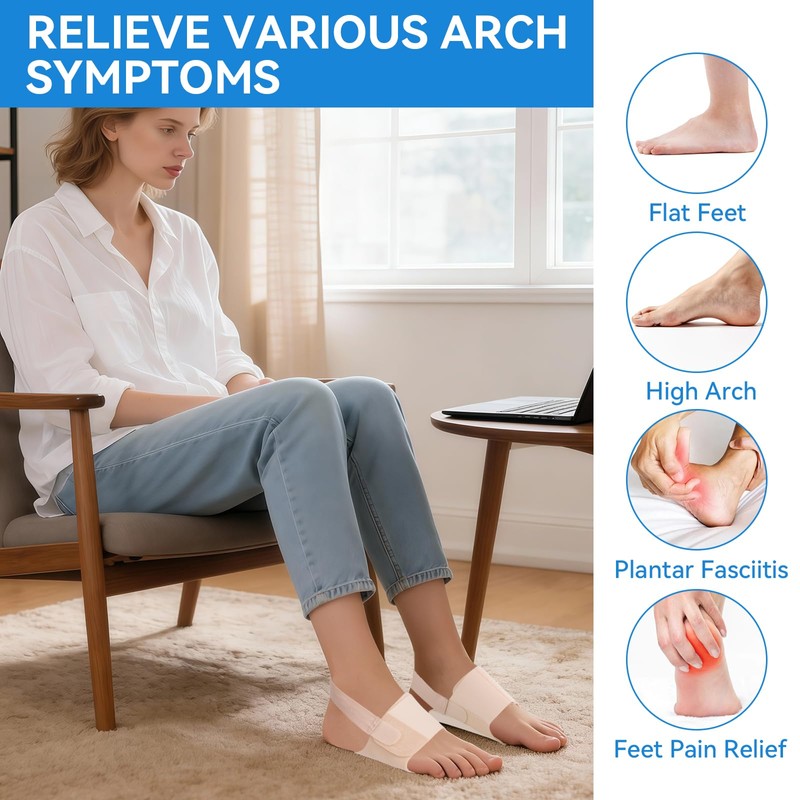 Dr.sendesi 2PCS Arch Support Brace for Plantar Fasciitis Relief, Adjustable
